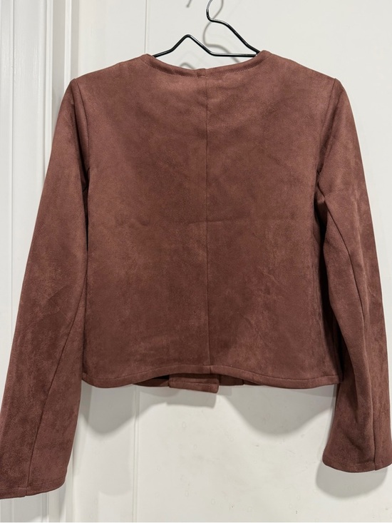 a new day Mauve-Brown Suede-Texture Button Jacket - Picture 2 of 3